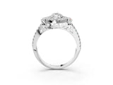 White gold Marquise Cut Double Halo Diamond Engagement Ring with Pave Band and Four-Prong Setting 3