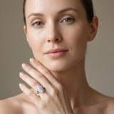 White gold Marquise Cut Double Halo Split Shank Diamond Ring with Prong Setting_13