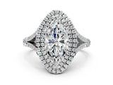 White gold Marquise Cut Double Halo Split Shank Diamond Ring with Prong Setting_66