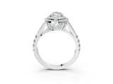 White gold Marquise Cut Double Halo Split Shank Diamond Ring with Prong Setting_69