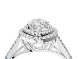 White gold Marquise Cut Double Halo Split Shank Diamond Ring with Prong Setting_70