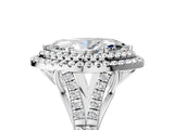 White gold Marquise Cut Double Halo Split Shank Diamond Ring with Prong Setting_71