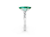 White gold Marquise Cut Emerald Cluster Side Stone Solitaire Ring with Prong Setting_26
