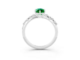 White gold Marquise Cut Emerald Cluster Side Stone Solitaire Ring with Prong Setting_27