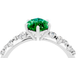 White gold Marquise Cut Emerald Cluster Side Stone Solitaire Ring with Prong Setting_28