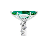 White gold Marquise Cut Emerald Cluster Side Stone Solitaire Ring with Prong Setting_29