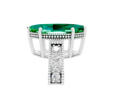 White gold Marquise Cut Emerald Engagement Ring with Milgrain Channel Set Band and Prong Setting_5