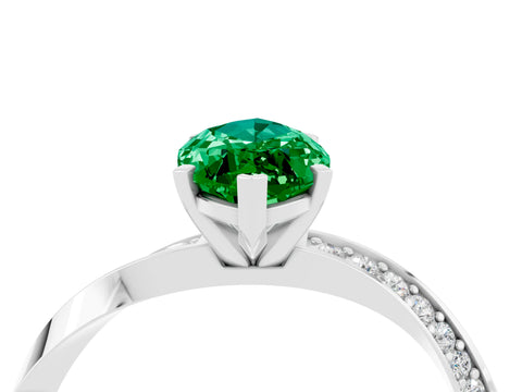 White gold Marquise Cut Emerald Engagement Ring with Side Stone Accents and Four-Prong Setting_31