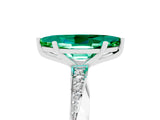 White gold Marquise Cut Emerald Engagement Ring with Side Stone Accents and Four-Prong Setting_32