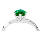 White gold Marquise Cut Emerald Engagement Ring with Side Stone Accents and Four-Prong Setting_88