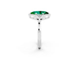 White gold Marquise Cut Emerald Halo Ring with Tapered Band and Four-Prong Setting_2