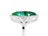 White gold Marquise Cut Emerald Halo Ring with Tapered Band and Four-Prong Setting_5