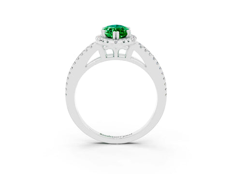White gold Marquise Cut Emerald Halo Split Shank Engagement Ring_15