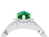 White gold Marquise Cut Emerald Halo Twist Band Solitaire Prong Setting Ring_4