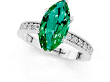 White gold Marquise Cut Emerald Milgrain Pavé Engagement Ring with Four-Prong Setting_1