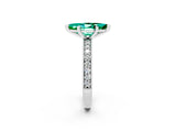 White gold Marquise Cut Emerald Milgrain Pavé Engagement Ring with Four-Prong Setting_2