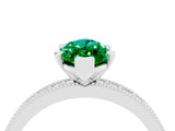 White gold Marquise Cut Emerald Milgrain Pavé Engagement Ring with Four-Prong Setting_4