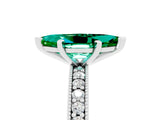 White gold Marquise Cut Emerald Milgrain Pavé Engagement Ring with Four-Prong Setting_5
