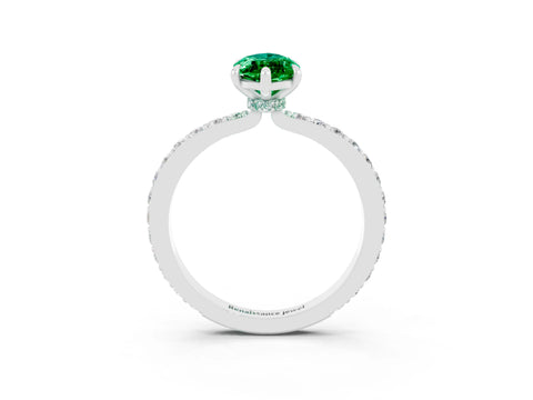 White gold Marquise Cut Emerald Pavé Engagement Ring with Round  Accents and Prong Setting_27