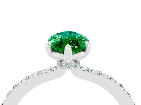 White gold Marquise Cut Emerald Pavé Engagement Ring with Round  Accents and Prong Setting_28