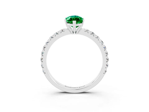 White gold Marquise Cut Emerald Pavé Solitaire Engagement Ring with Four-Prong Setting_15