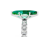 White gold Marquise Cut Emerald Pavé Solitaire Ring with Round Band and Prong Setting_41
