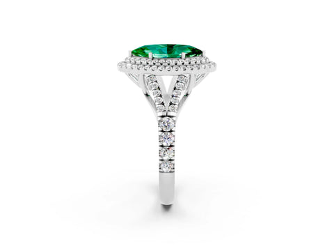 White gold Marquise Cut Emerald Pavé Split Shank Double Halo Engagement Ring_14