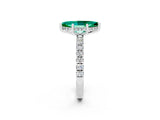 White gold Marquise Cut Emerald Pave Band Solitaire Ring with Four-Prong Setting_26