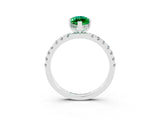 White gold Marquise Cut Emerald Pave Band Solitaire Ring with Four-Prong Setting_27