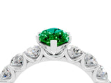White gold Marquise Cut Emerald Prong Setting with Side Stones on a Pave Band_4