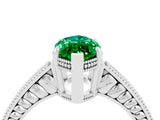 White gold Marquise Cut Emerald Ring with Milgrain Pavé Band and Four-Prong Setting_16