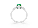 White gold Marquise Cut Emerald Ring with Side Stones and Four-Prong Setting_75