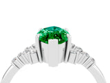 White gold Marquise Cut Emerald Ring with Side Stones and Four-Prong Setting_76