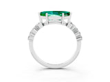 White gold Marquise Cut Emerald Scattered Round Accent Ring with Prong Setting_27