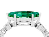 White gold Marquise Cut Emerald Scattered Round Accent Ring with Prong Setting_28