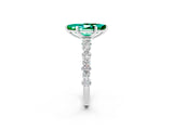 White gold Marquise Cut Emerald Side Stone Solitaire Ring with Round  and Four-Prong Setting_50