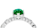 White gold Marquise Cut Emerald Side Stone Solitaire Ring with Round  and Four-Prong Setting_52
