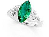 White gold Marquise Cut Emerald Solitaire Celtic Knot Ring with Four-Prong Setting_13