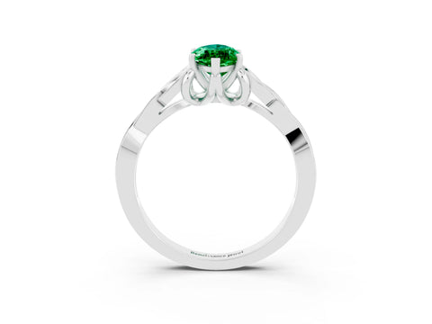 White gold Marquise Cut Emerald Solitaire Celtic Knot Ring with Four-Prong Setting_15