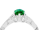 White gold Marquise Cut Emerald Solitaire Celtic Knot Ring with Four-Prong Setting_16