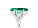 White gold Marquise Cut Emerald Solitaire Celtic Knot Ring with Four-Prong Setting_17