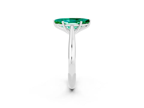 White gold Marquise Cut Emerald Solitaire Engagement Ring with Cathedral Setting and Four-Prong Mount_14