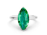 White gold Marquise Cut Emerald Solitaire Engagement Ring with Cathedral Setting and Four-Prong Mount_30