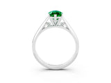 White gold Marquise Cut Emerald Solitaire Engagement Ring with Cathedral Setting and Four-Prong Mount_33