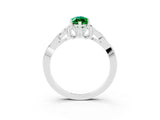 White gold Marquise Cut Emerald Solitaire Engagement Ring with Celtic Knot Band and Four-Prong Setting_3