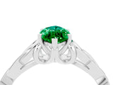 White gold Marquise Cut Emerald Solitaire Engagement Ring with Celtic Knot Band and Four-Prong Setting_4