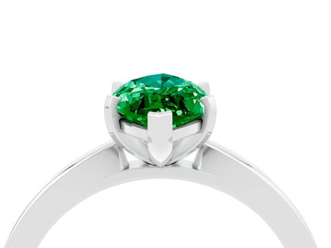 White gold Marquise Cut Emerald Solitaire Engagement Ring with Classic Band and Four-Prong Setting_40