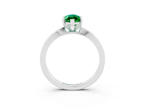 White gold Marquise Cut Emerald Solitaire Engagement Ring with Classic Band and Four-Prong Setting_45