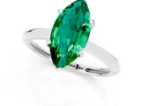 White gold Marquise Cut Emerald Solitaire Engagement Ring with Classic Band and Four-Prong Setting_49