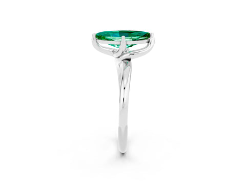White gold Marquise Cut Emerald Solitaire Engagement Ring with Four-Prong Setting and Classic Band_14